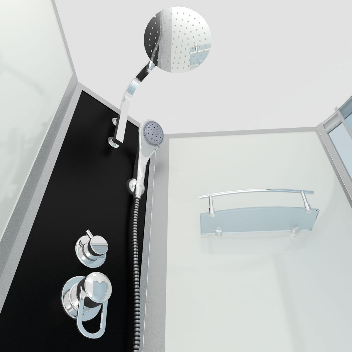 WHIRLPOOL Wanne Duschkabine ws K50-L00-WP 170x100 - Weiß, Glas/Kunststoff (98/225/170cm) - AcquaVapore by Sandra Jentho