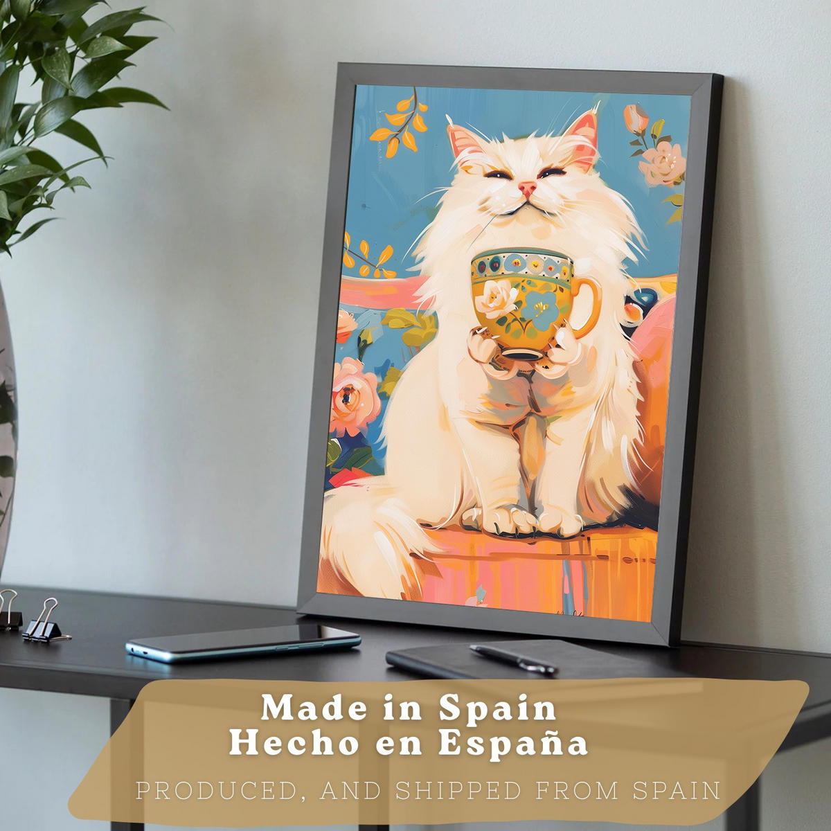 PLAKAT Sada 3 Funny Cats A3 Černý rám - černá, papír (29.7/1/42cm) - Nacnic