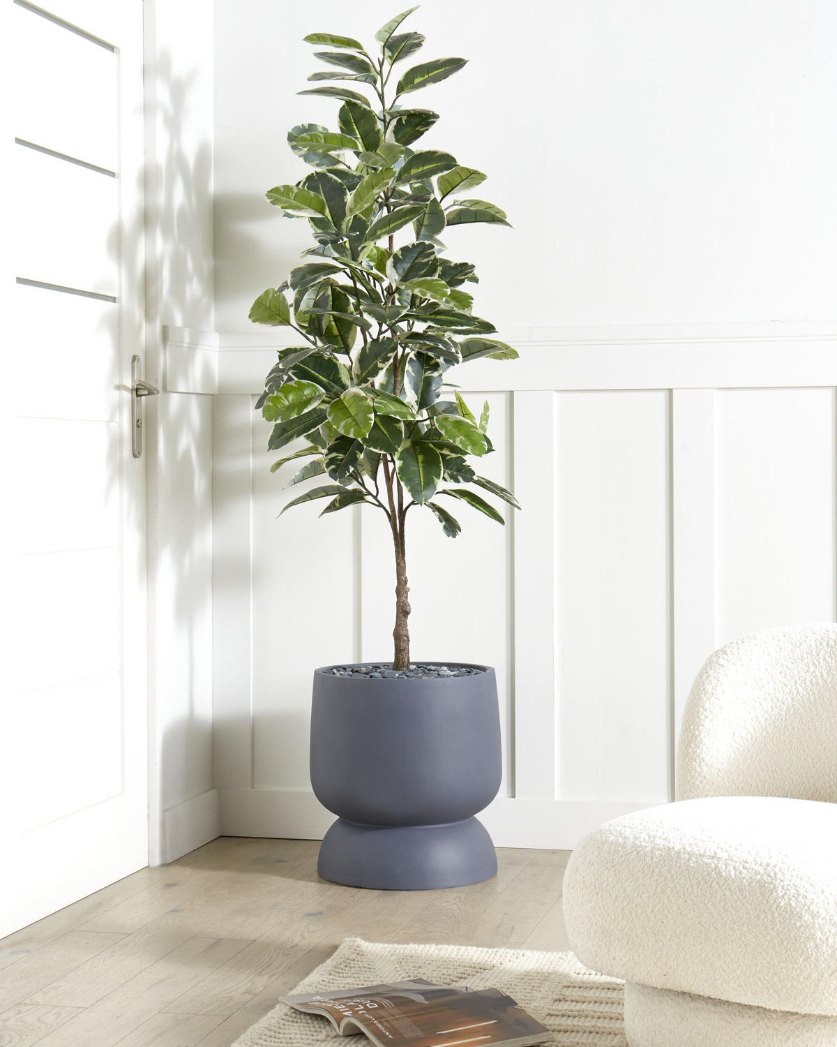 BLUMENTOPF Grau Araucaria - Grau, Naturmaterialien (46cm) - Beliani