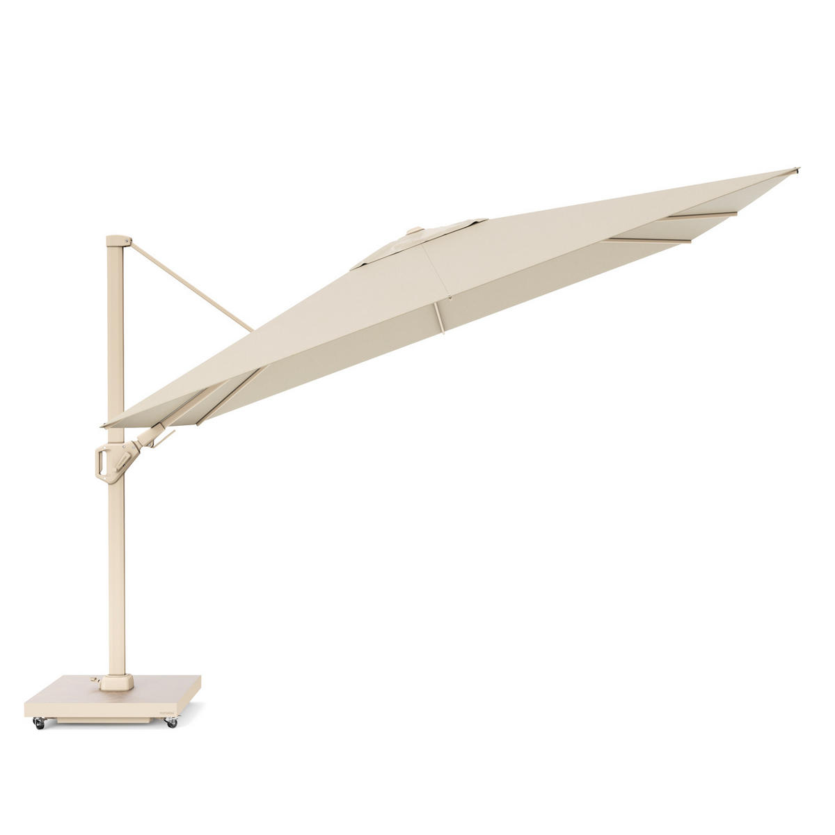 AMPELSCHIRM rechteckig 2.6 x 3.5 m Challenger T² Premium 360° kippbar natur/sand - Creme, Metall (350/260cm) - Platinum