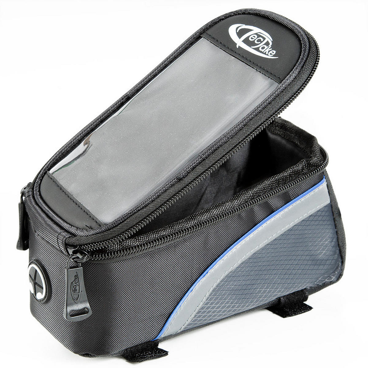 FAHRRADTASCHE, 20 x 9,5 x 10 cm, schwarz/grau/blau - Schwarz/Grau, Kunststoff (9.5/10/20cm) - tectake