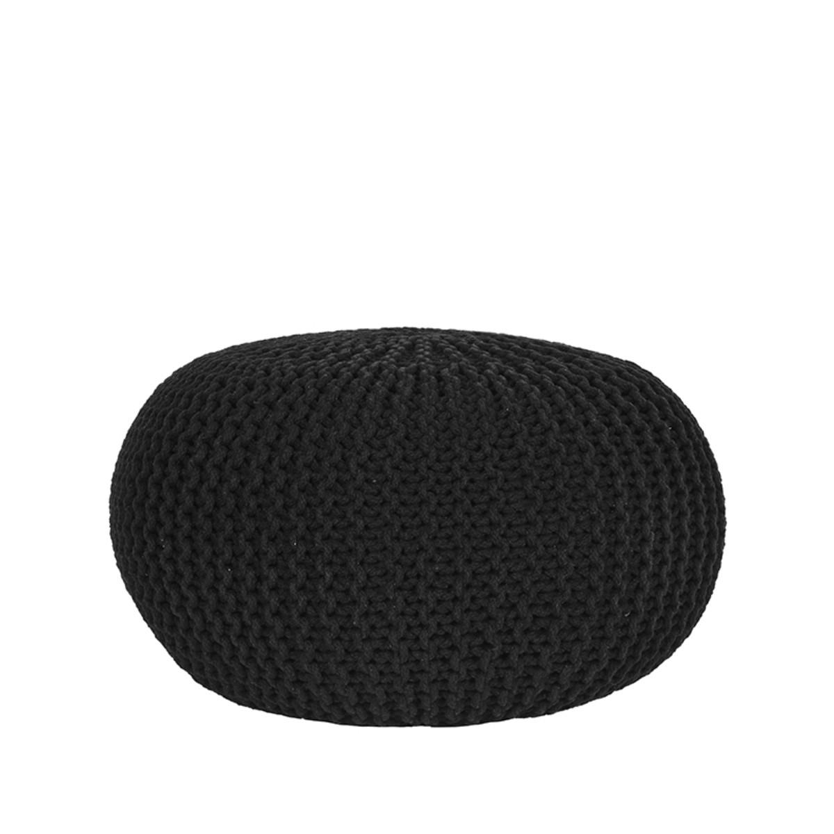 POUF gestrickt Schwarz 70/70/35 cm - Schwarz, Textil (70/35/70cm) - LABEL51