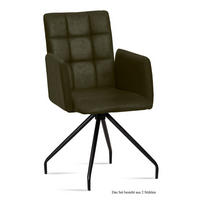 ARMLEHNSTUHL (2er-Set) Devina 52x91x60 Schwarz/Khaki - Dunkelgrün/Schwarz, Kunststoff (60/91/52cm) - 58aufmkessel