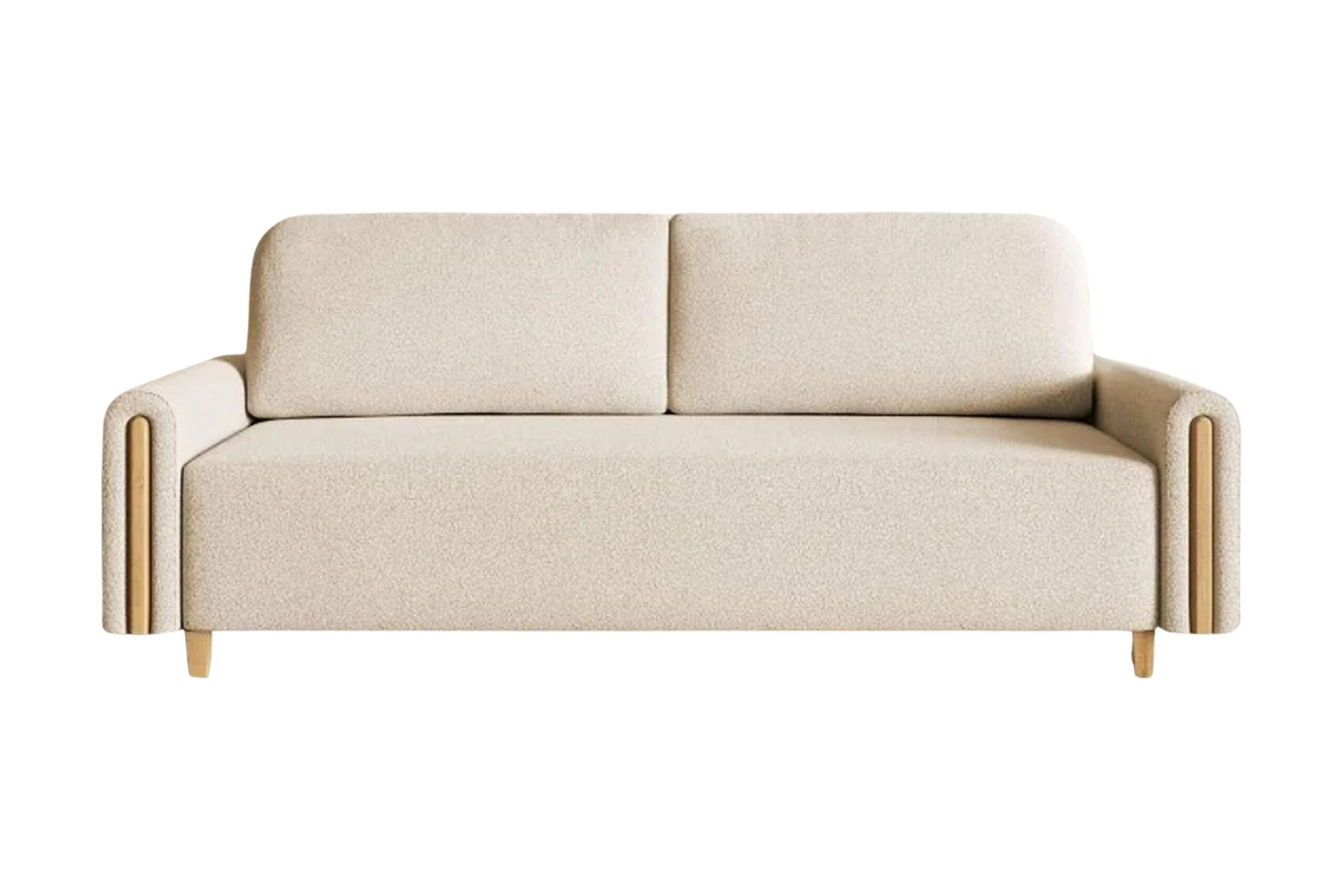 SCHLAFSOFA Modern, Sofa mit Schlaffunktion und Bettkasten, Farbe: Creme / Braun, Bouclé-Stoff - Creme/Braun, Textil (236/93/97cm) - Sepro Meble