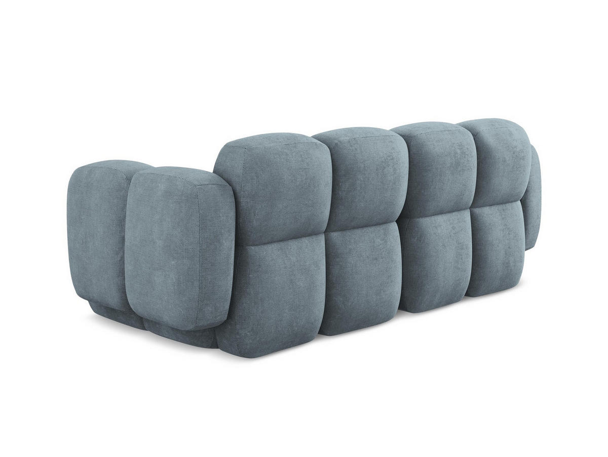 2-SITZER SOFA Chenille Stoff Blau - Pastellblau/Schwarz, Holzwerkstoff/Kunststoff (210/72/115cm) - Makamii