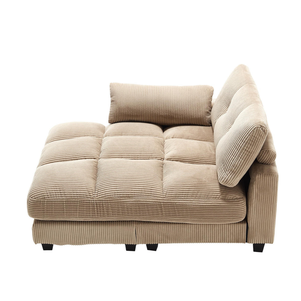CHAISELONGUE Polsterliege,Ottomane,Sofa,Cordstoff,Khaki - Hellbraun, Textil (112/81/140cm) - LVHOM