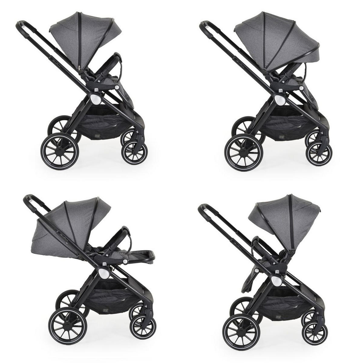 KOMBIKIKNDERWAGEN Christiano 3 in 1 grau Babywanne Babyschale klappbar Tasche - Grau, Metall (80/61/104cm) - Cangaroo