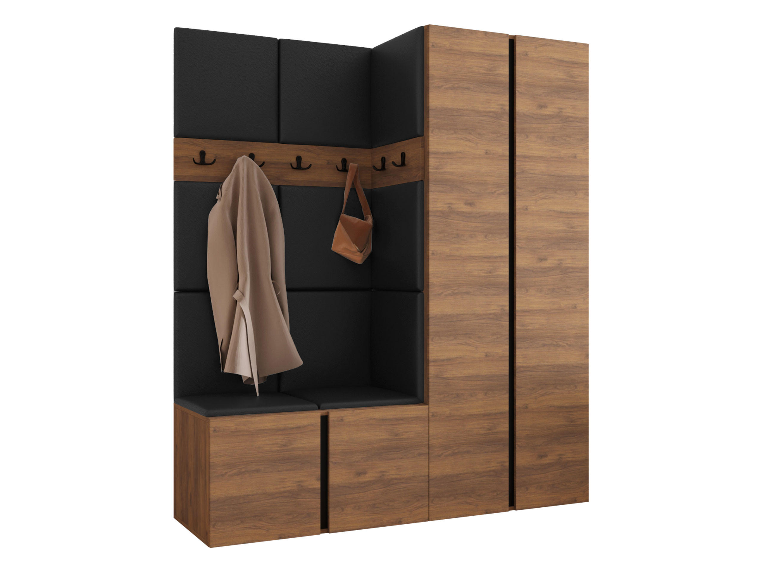 MOBILIER PENTRU HOL Orion III - culoare lemn de nuc/negru, material plastic/compozit lemnos (158/186/46cm) - MIRJAN24