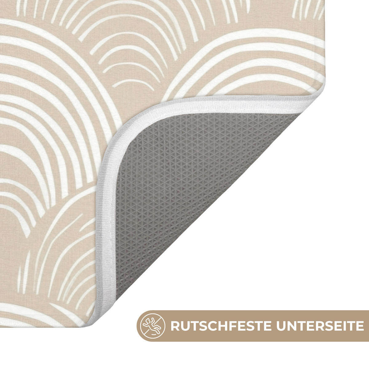 KOUPELNOVÁ PŘEDLOŽKA Vlny - Textura - Béžová 80x50 cm - kašmírová, textil/plast (80/50cm) - OnlyWow