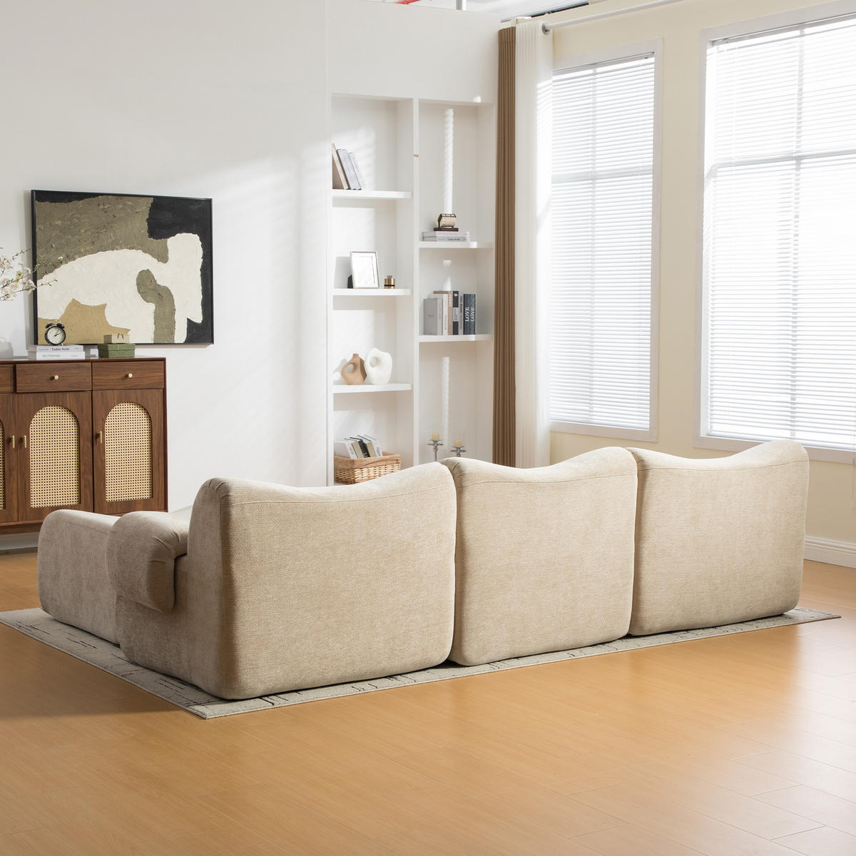 ECKSOFA Chenille Light Khaki ohne Montage - Hellbraun, Textil (284.5/181cm) - WISHDOR