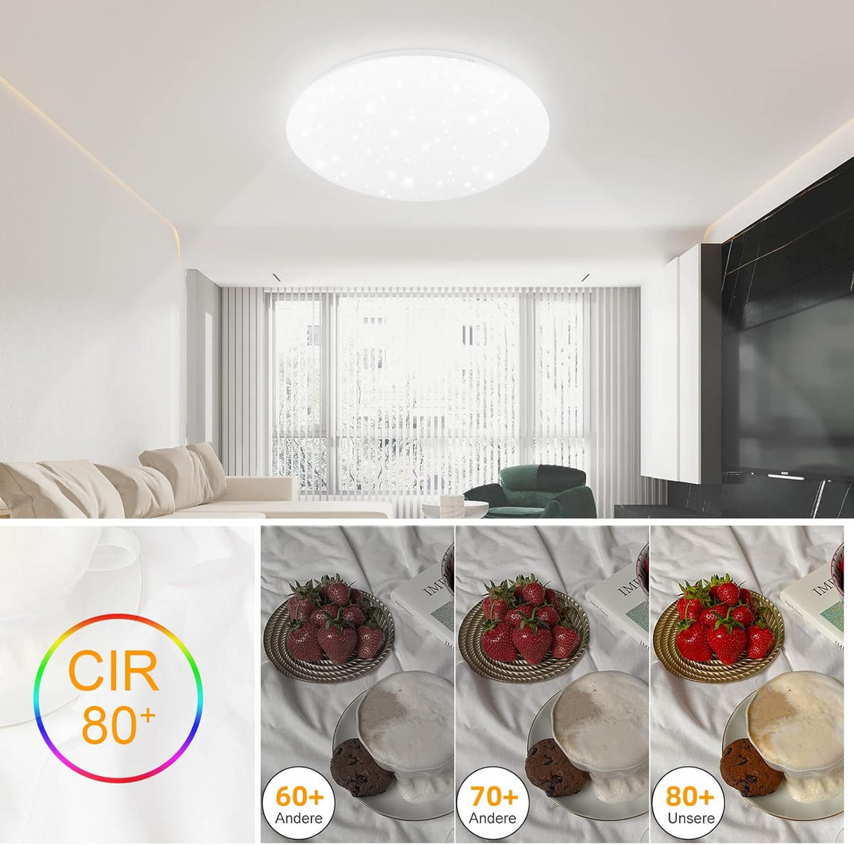 DECKENLEUCHTE Queenara 30/30/7 cm - Weiß, Kunststoff (30/30/7cm) - ZMH