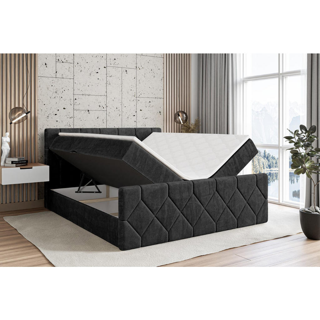 Thumbnail - Altdecor Boxbett, Schwarz, Holzwerkstoff, Höhe ca. 20 cm, 120x200 cm, Schlafzimmer, Betten, Boxspringbetten