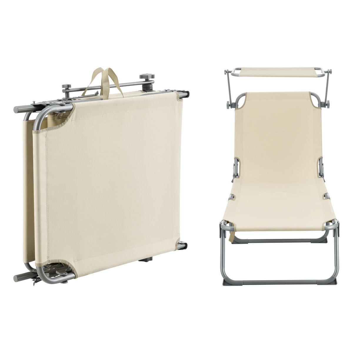 SONNENLIEGE Getaria - Beige, Textil/Metall (189/28/57cm) - [en.casa]