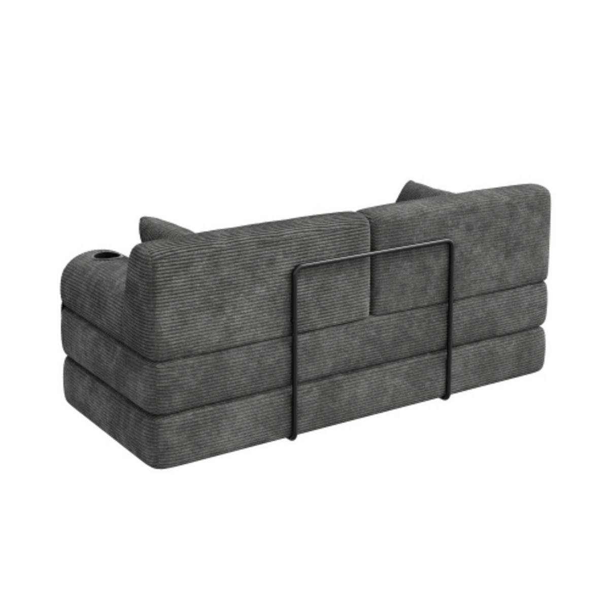 SCHLAFSOFA mit Metallrahmen grau 168×80×81 cm aus Cordstoff - Grau, Textil (80/81/168cm) - Luhomfu