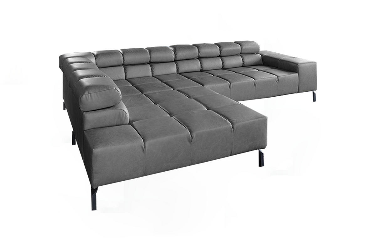 ECKSOFA NELSON Anthrazit Leder - Anthrazit/Schwarz, Leder/Metall (321/216cm) - KAWOLA