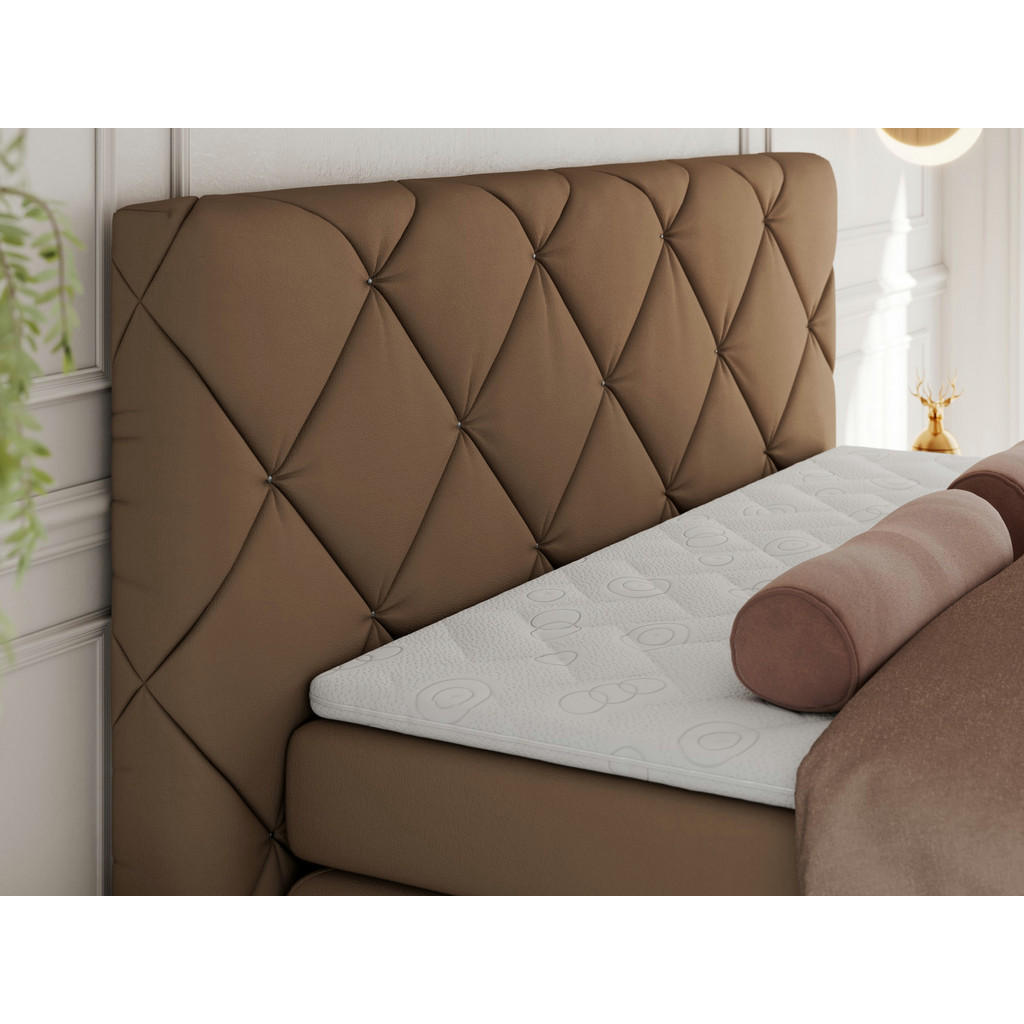 Thumbnail - Boxbett, Braun, Textil, 2-Sitzer, H3, Rechteckig, 160x200 cm, Oeko-Tex®, Schlafzimmer, Betten, Boxspringbetten