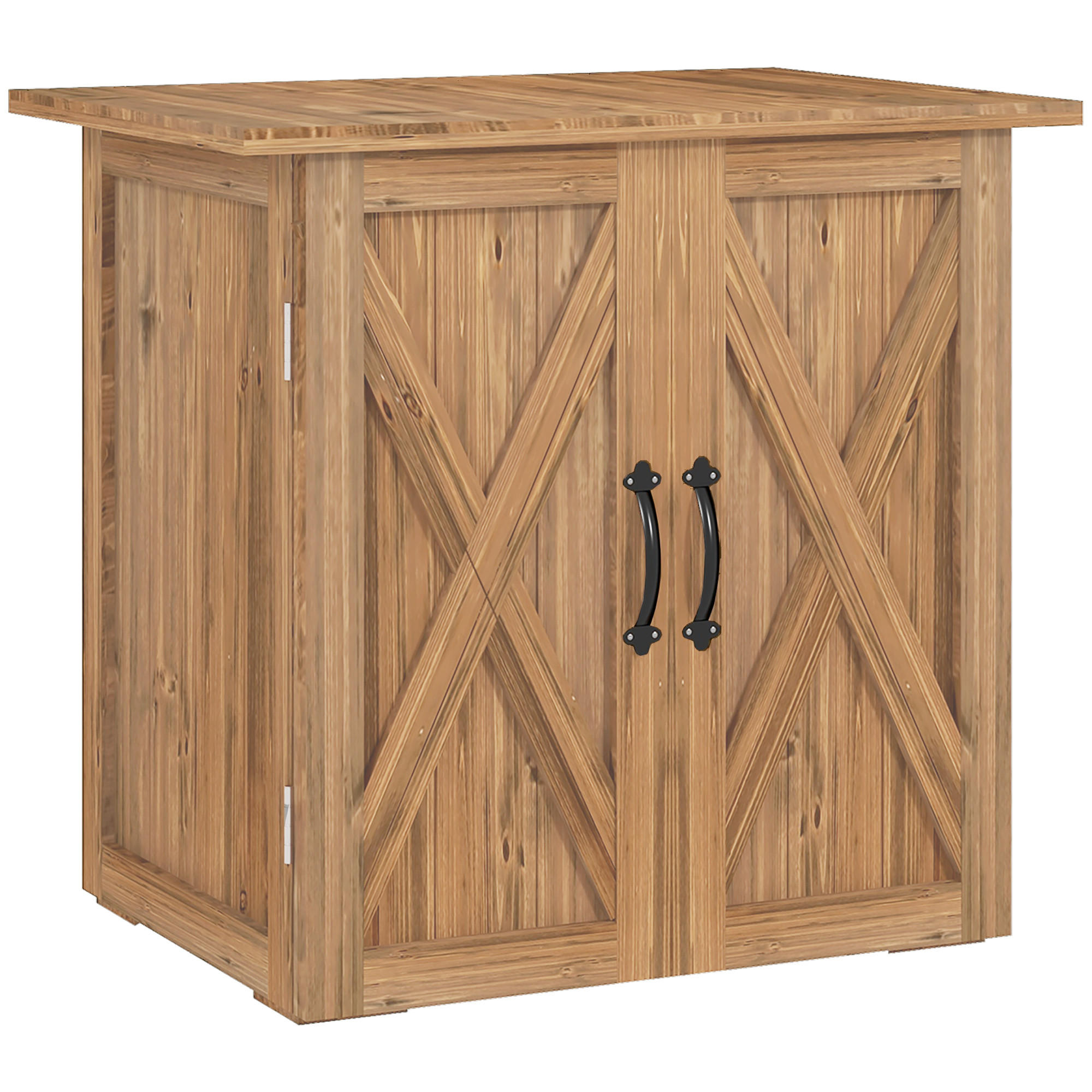 ZAHRADNÍ BUDKA, dřevěná skříň na nářadí, odolná proti povětrnostním vlivům, dvojité dveře, do zahrady, na balkon, hnědá - hnědá, dřevo (55/72/77cm) - Outsunny