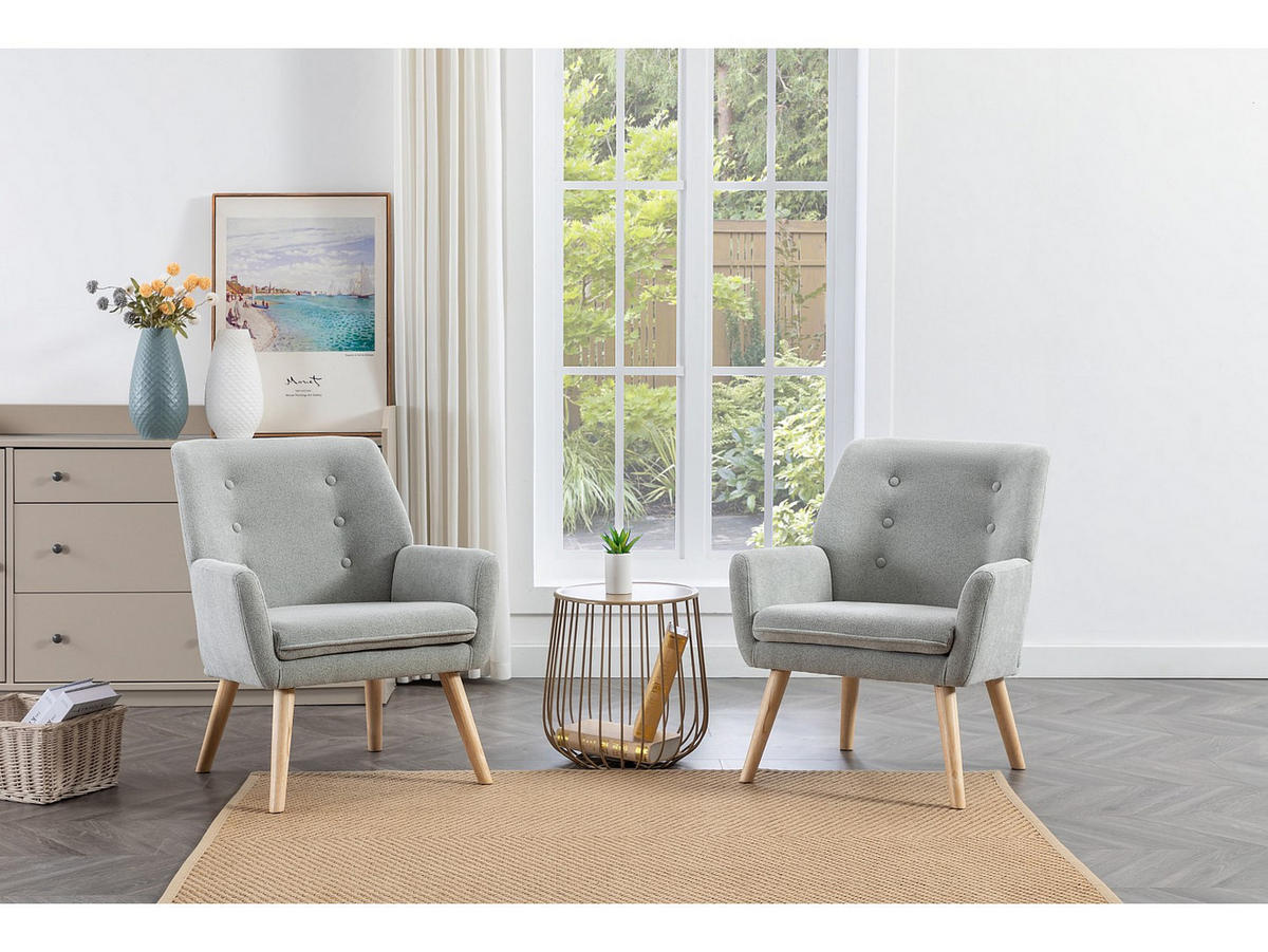 SESSEL - Stoff - Wassergrün - SERINO - Grau, Textil (65/79/68cm) - Vente-Unique