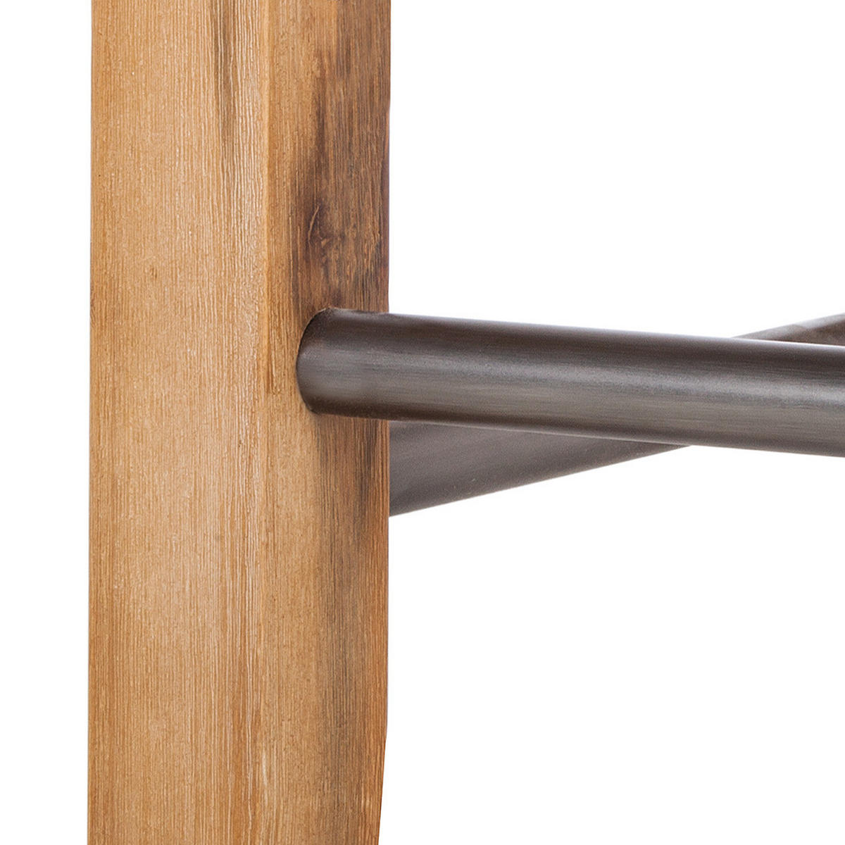 BARHOCKER - Akazie massiv / Kunstleder - Creme, Kunststoff (35/67/34cm) - home24