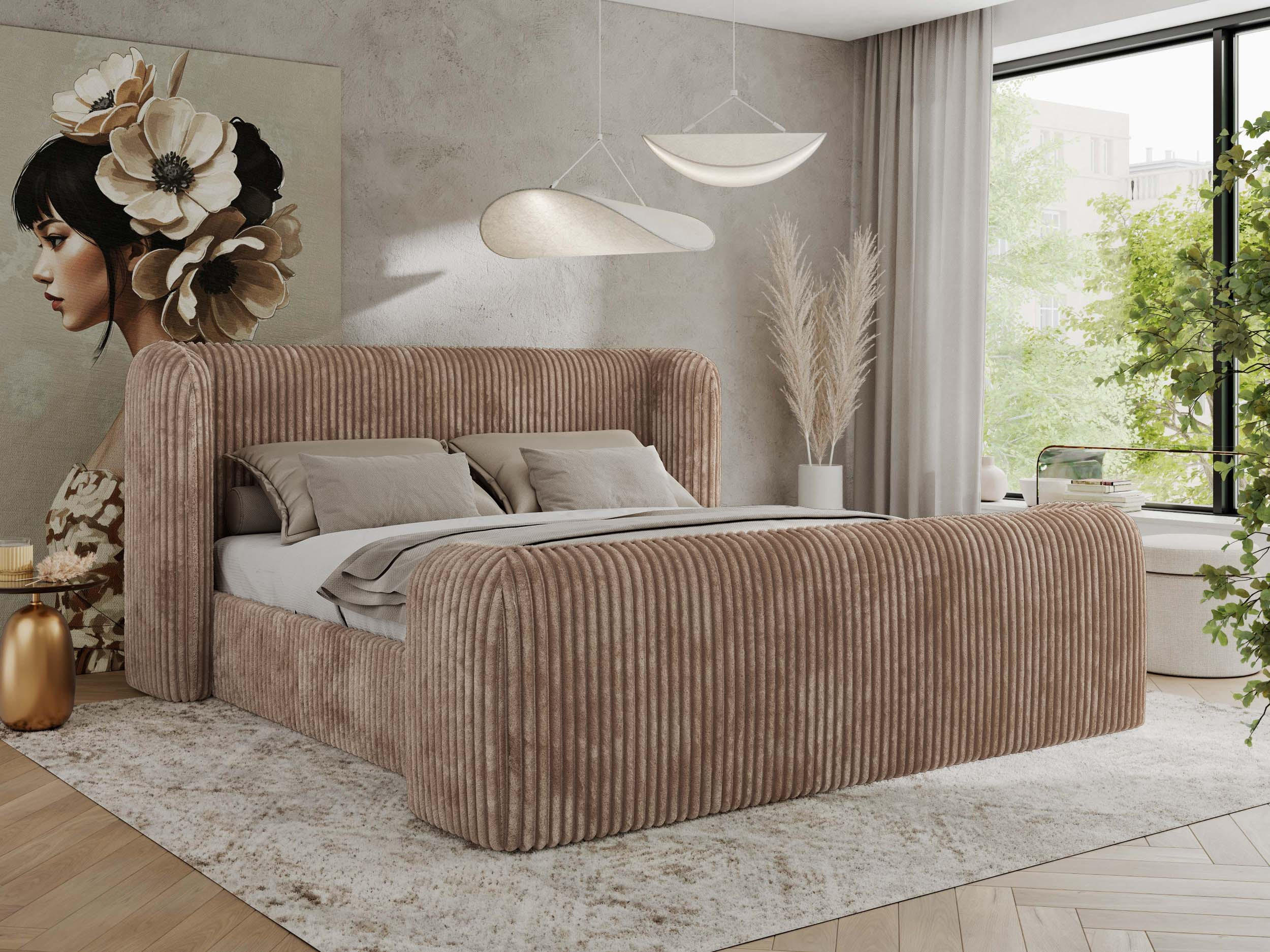 POLSTERBETT EMORA CLASSIC DUO 180/200 - Braun Cord - Schaum-Matratze - Braun, Textil (180/200cm) - MKS