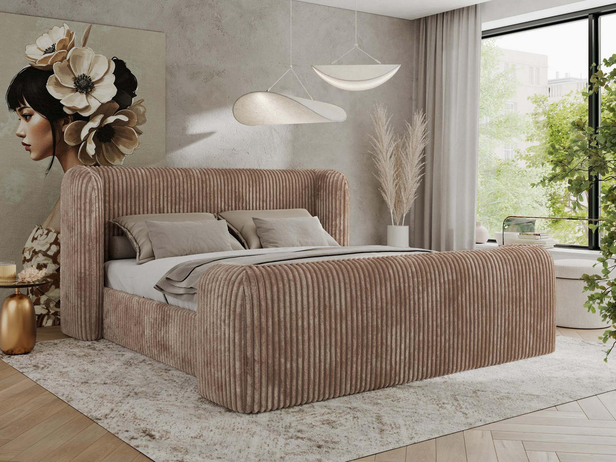 POLSTERBETT EMORA CLASSIC DUO 180/200 - Braun Cord - Schaum-Matratze - Braun, Textil (180/200cm) - MKS