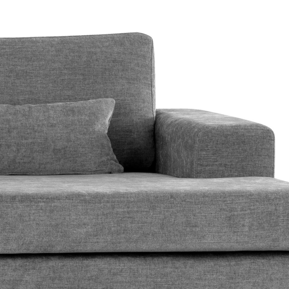 ECKSOFA mit Longchair - Eichefarben/Dunkelgrau, Eichenholz/Textil (281/153cm) - home24