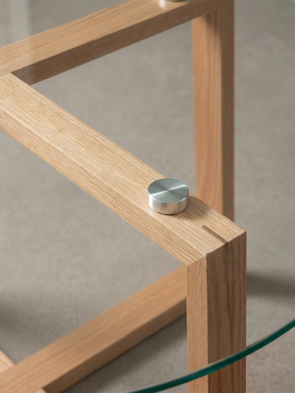 COUCHTISCH in Eiche mit transparenter Glasplatte und überkreuztem Gestell, modernes Design - Beige/Braun, Glas/Eichenholz (78/78/41cm) - KADIMA DESIGN