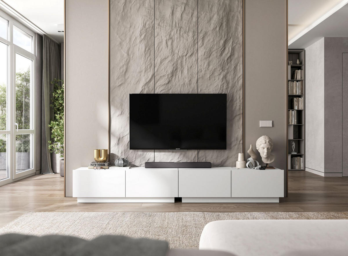 TV-LOWBOARD 2-er Set Enjoy Weiß Matt Loft 120 cm - Weiß, Holzwerkstoff (240/37/35cm) - Meble Lindner