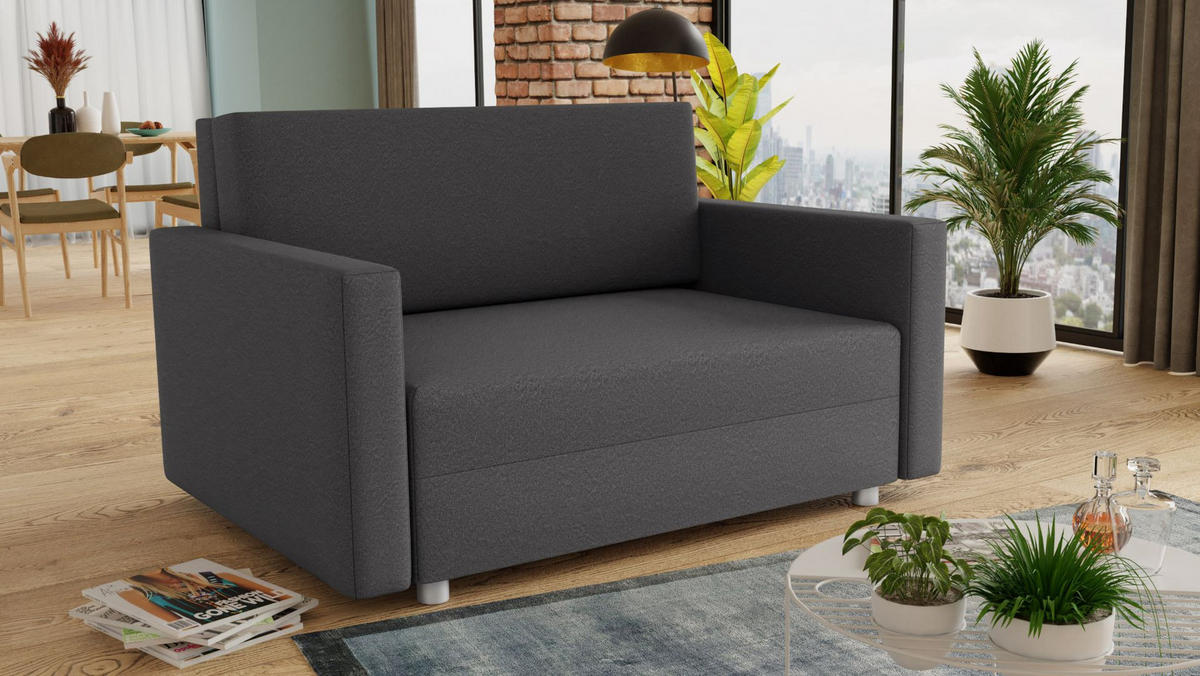 SCHLAFSOFA Pura Maxi - Silberfarben/Grau, Holz/Kunststoff (142/83/105cm)