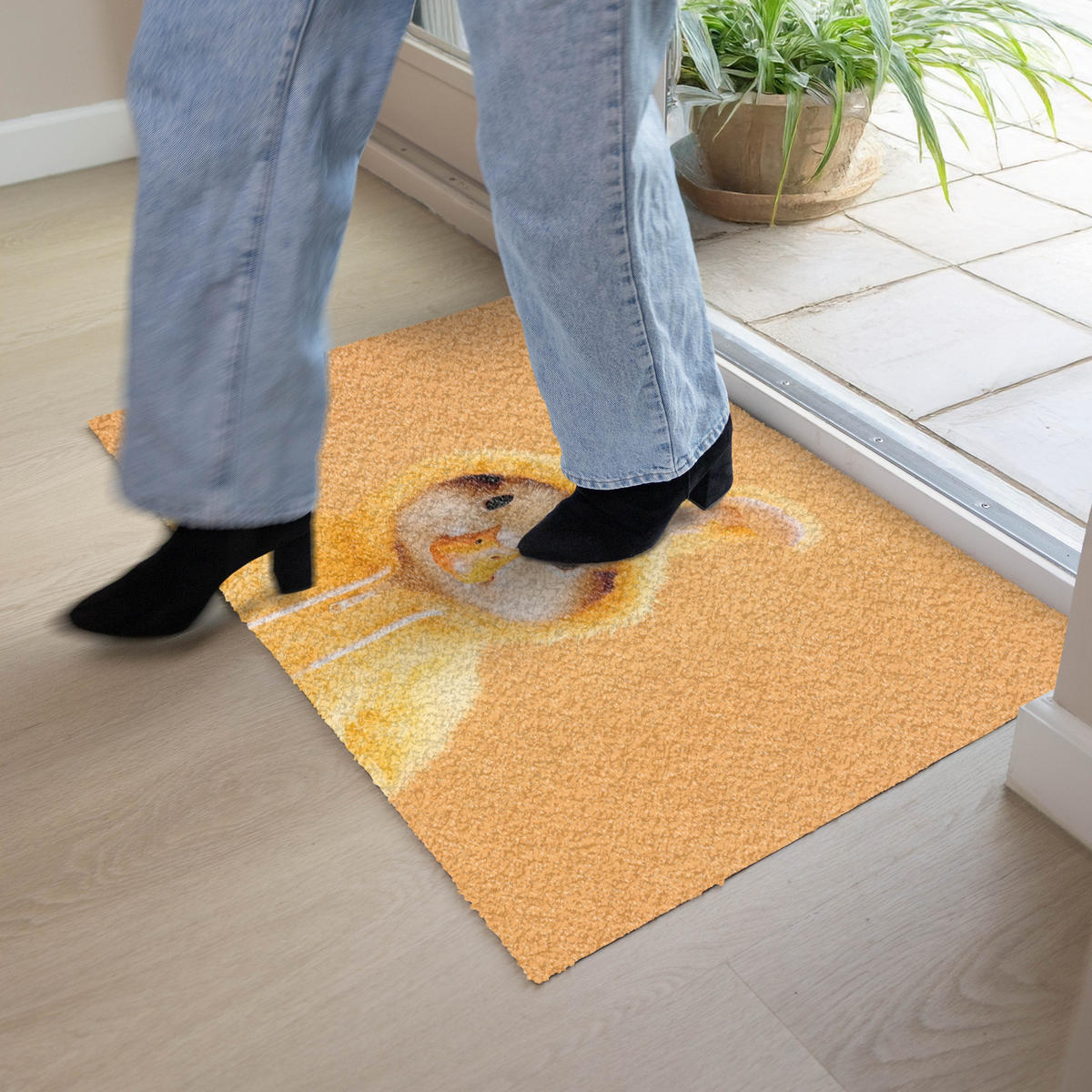 FUSSMATTE Osterhase - Kostüm - Ente 90x60 cm - Gelb, Kunststoff (60/90cm) - MuchoWow