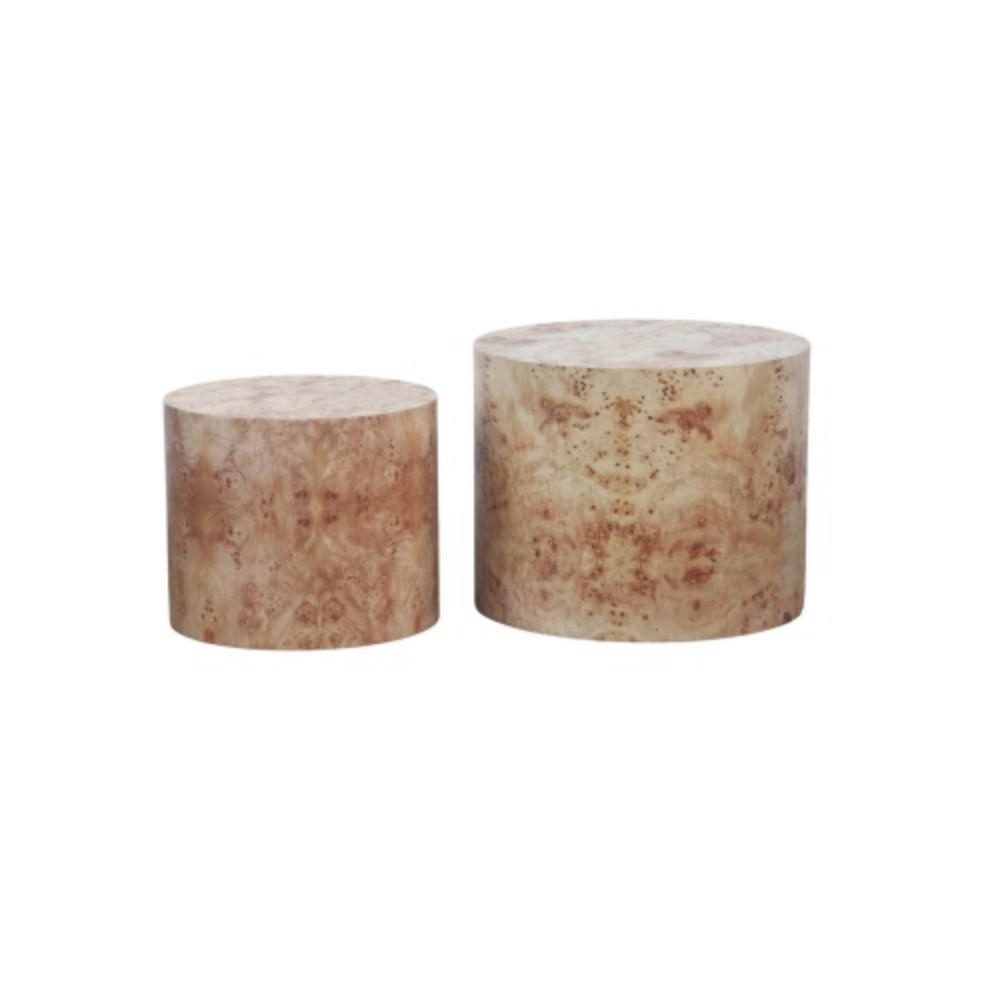 COUCHTISCHE 2er Set Runder Couchtisch im Nesting-Design aus Naturholz – Platzsparender Beistelltisch für Wohnzimmer, Balkon & Büro - Eukalyptusholzfarben, Holzwerkstoff (48/48/38cm)