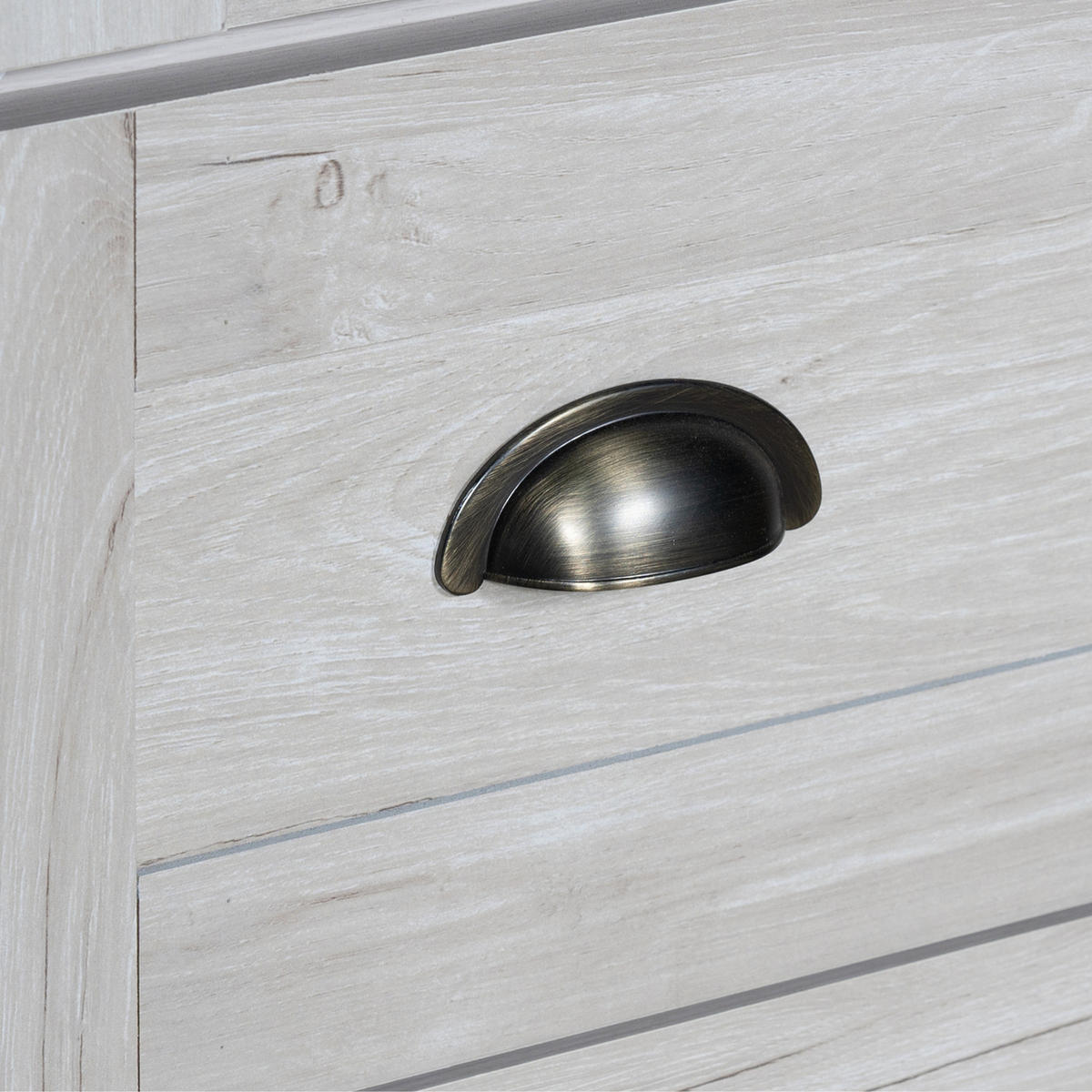 HOCHSCHRANK mit Glastüren, 3 Schubladen und Kupfergriffen, 80/34/171 cm, Holzoptik, Weiß - Naturfarben/Weiß, Holzwerkstoff (80/171/34cm) - Redom