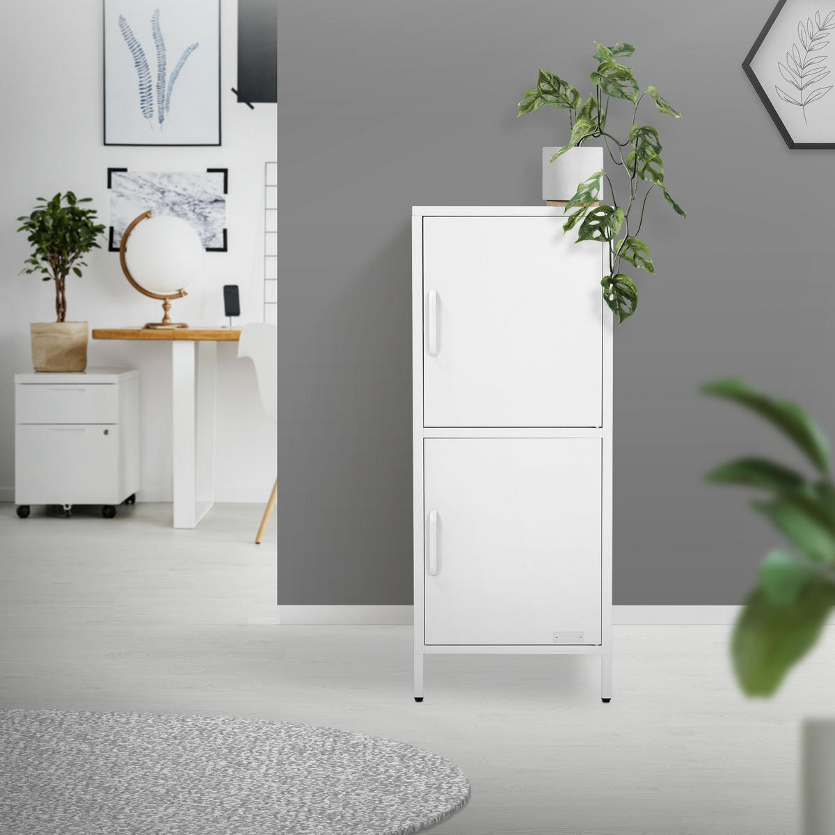 AKTENSCHRANK 40x101,5x40 cm Weiß aus Stahl mit 2 Türen - Weiß, Metall (40/101.5/40cm) - ML-DESIGN