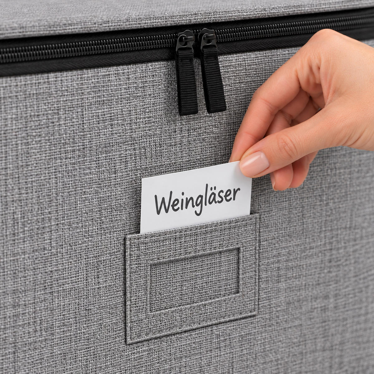 AUFBEWAHRUNGSBOX Grau 2er-Set für Gläser mit Trennwänden - Grau, Wellpappe/Kunststoff (41.5/27/34cm) - Relaxdays