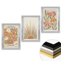WANDBILDER 3er Set - 20x30 cm Silberner Rahmen - Pastellfarbene Sonnenblumen - Silberfarben, Kunststoff (20/30cm) - ArtPrintCave