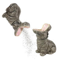 GEWÜRZSTREUER Set Hungry Hippos 2-tlg., Dolomit, Grau, 9 cm - Grau, Keramik (5/9/5cm) - Donkey Products