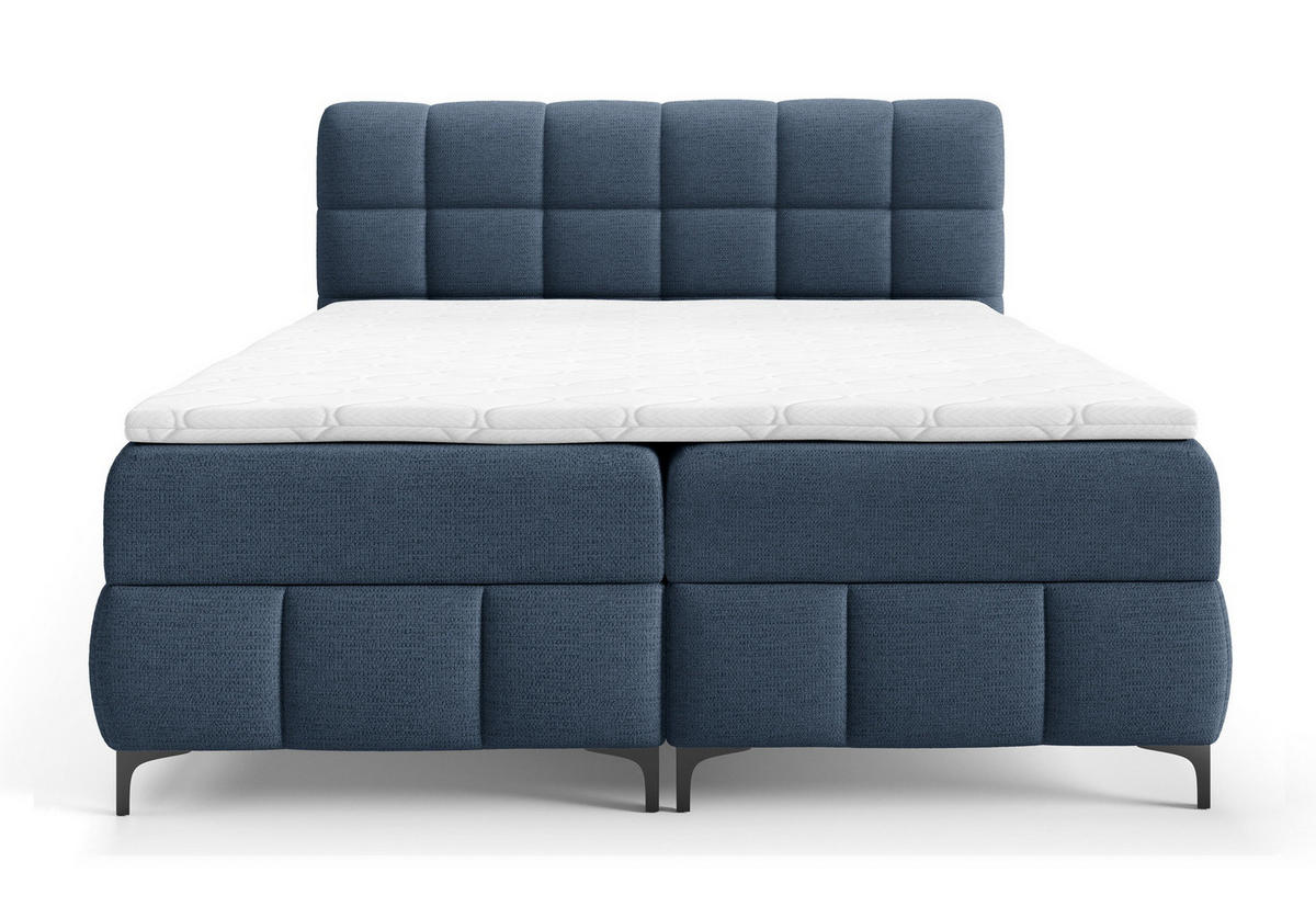 BOXSPRINGBETT 140x200 Altessa mit Bettkasten, Matratze, Topper, Marineblau - Dunkelblau, Holz/Textil (140/200cm) - Emporius