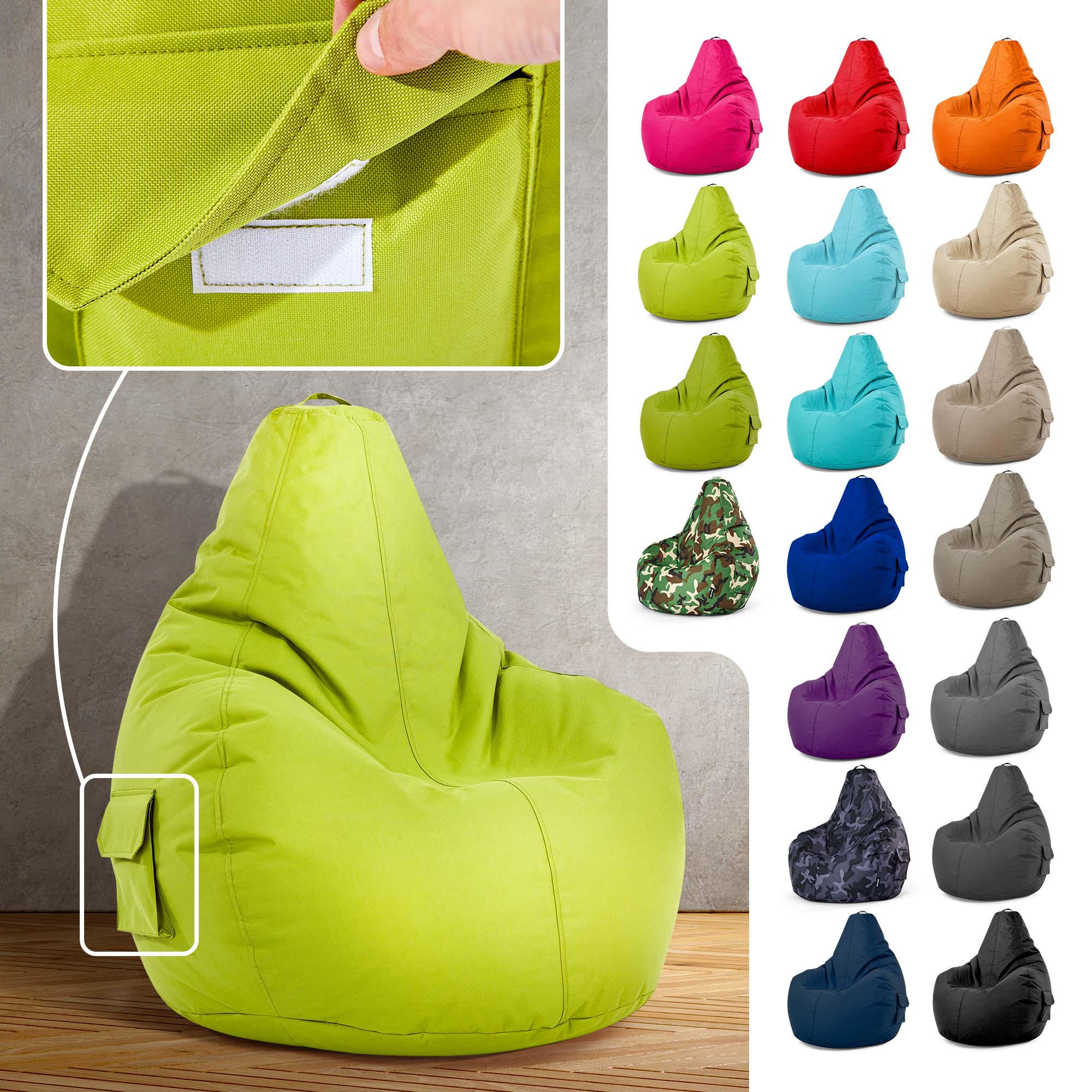 SITZSACK Lounge Chair "Cozy" 80x70x90cm - Hellgrün, Textil (70/90/80cm) - Green Bean