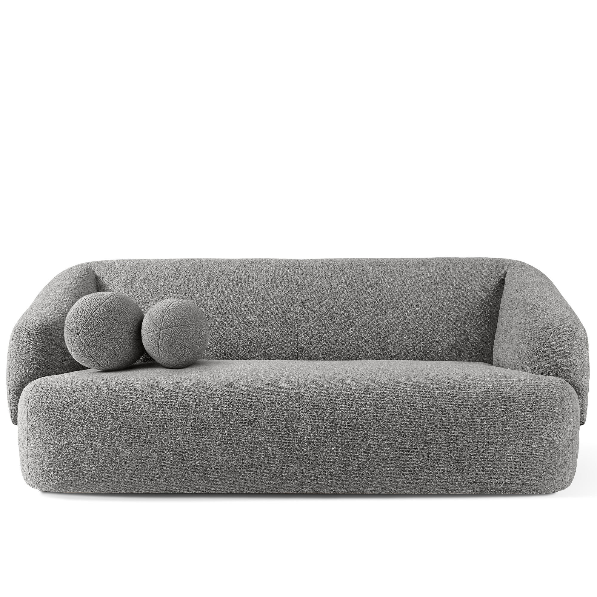 EINZELSOFA VIRA, Grau, Bouclé - Schwarz/Grau, Holz/Holzwerkstoff (210/84/100cm) - KONSIMO®