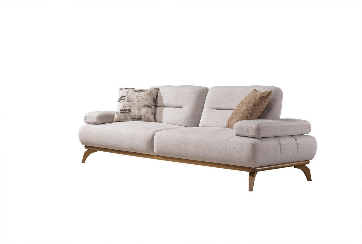 2 Sitzer SOFA Smooth Samt Schwarz - Beige, Holz/Textil (200/90/100cm) - Villa Möbel