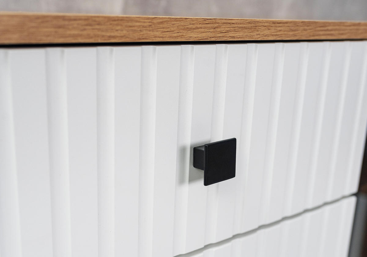 SIDEBOARD Formilo Artisan Eiche, Weiß 140,4/80/40,2 cm – Kommode mit Rillen - Hellbraun/Weiß, Holzwerkstoff/Kunststoff (140/80/40cm) - AX Living