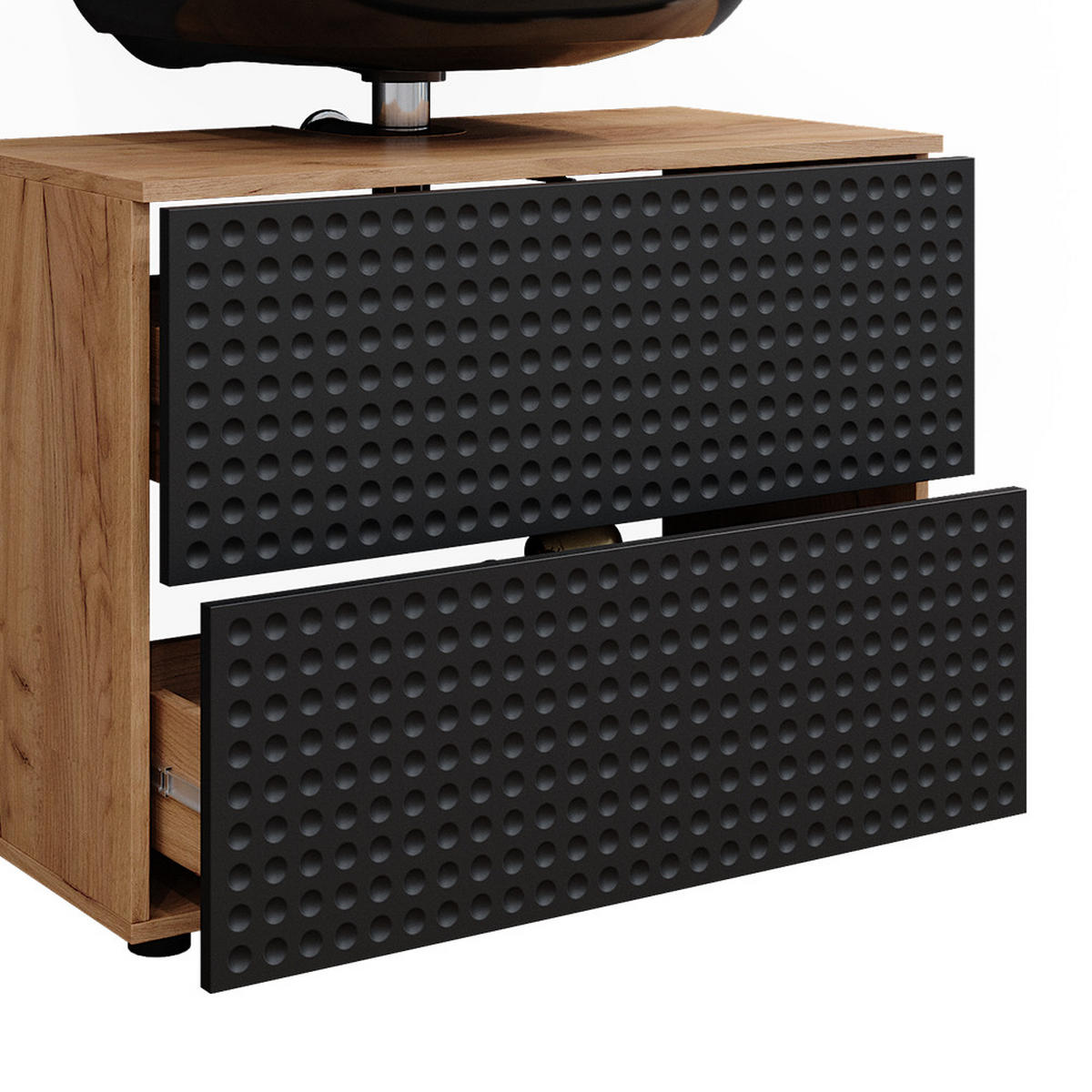 BADMÖBEL-SET Irma Anthrazit gepunktet 3 Teile mit Spiegelschrank 80 cm - Honigeiche/Anthrazit, Holzwerkstoff (80/58.6/41cm) - Vicco
