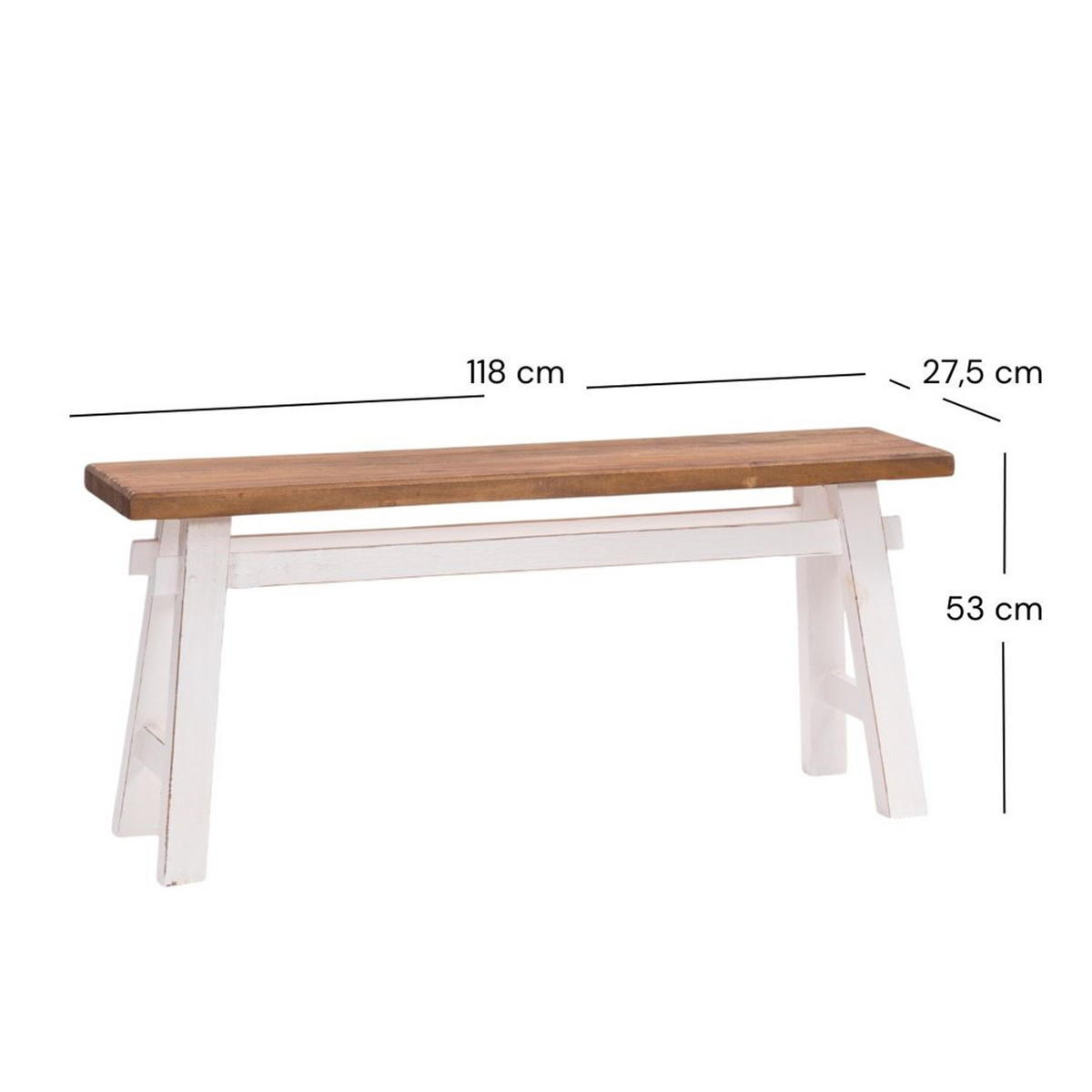 SITZBANK East 118 Mahagoni Recyclingholz massiv 06 weiß-landhaus - Weiß, Holz (118/53/28cm) - DESIGN DELIGHTS