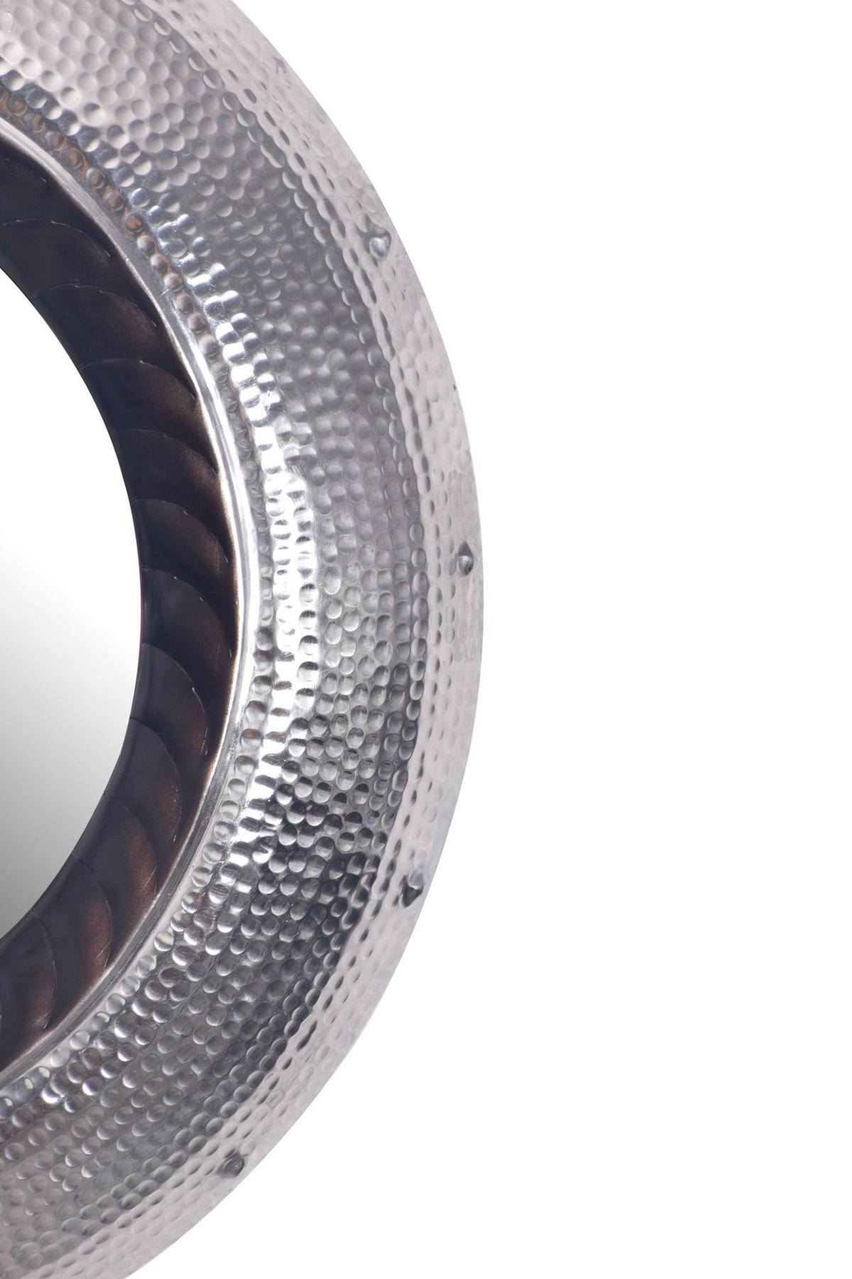 WANDSPIEGEL Rund Metall Silber 74 cm Hammerschlag-Optik - Silberfarben, Glas (74/74/9cm) - KADIMA DESIGN