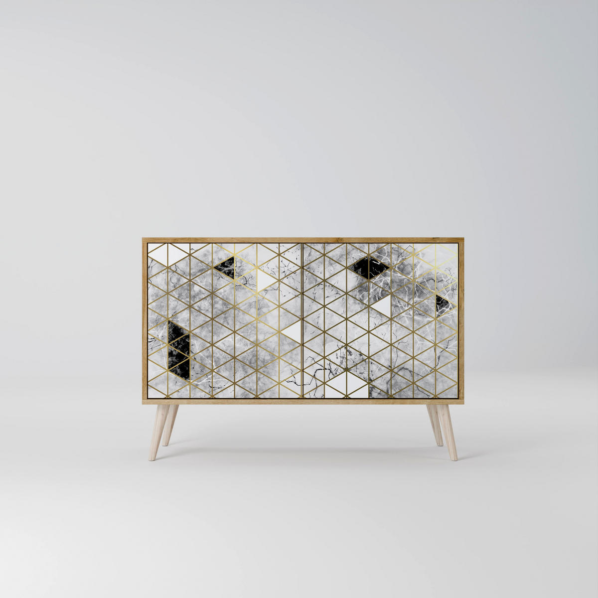 SIDEBOARD ASHEN ARIA, Eicheneffekt, 111x42x77,5 cm, 2 Türen - Eichefarben/Buchefarben, Holzwerkstoff/Buchenholz (111/77.5/42cm) - SpaceRebels