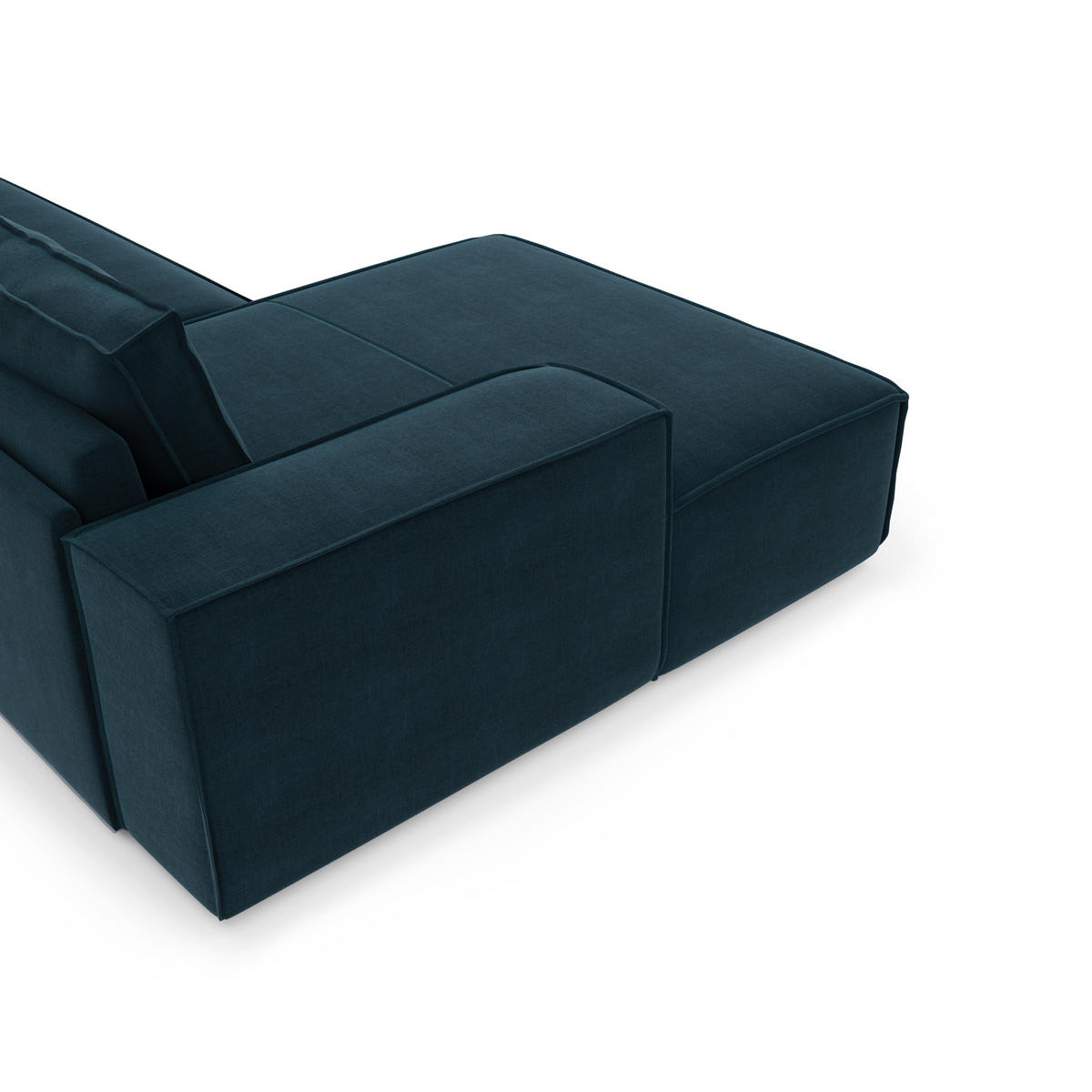 ECKSOFA LINKS Samt Pfauenblau 302cm - Blau/Hellblau, Textil (165/302cm) - Sia Home