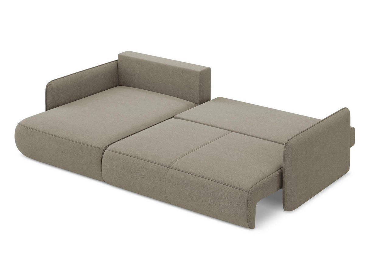 ECKSOFA mit Schlaffunktion Strukturstoff Stoff Beige - Beige/Schwarz, Kunststoff/Textil (148/240cm) - Makamii