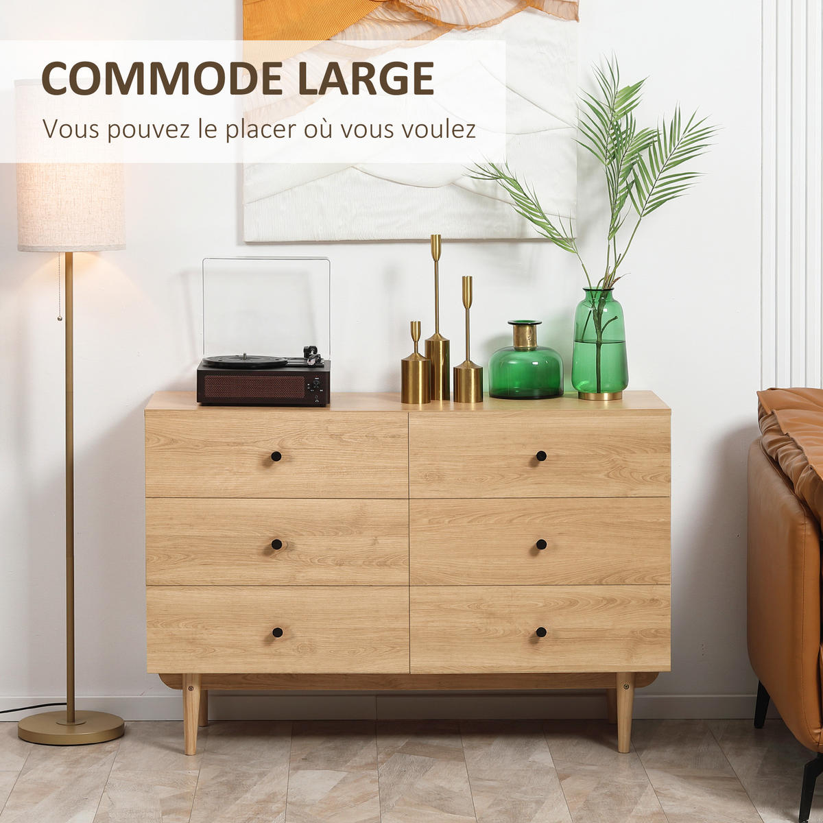 KOMMODE Holzfarben 120/40/80 cm mit 6 Schubladen - Braun, Holzwerkstoff (120/80/40cm) - PANGIVO