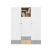 KINDERKLEIDERSCHRANK POKO 1 150/190/50 cm in Biskuiteiche / Weiß Lux / Grau - Eichefarben/Weiß, Holzwerkstoff (150/190/50cm) - Deine Möbel 24