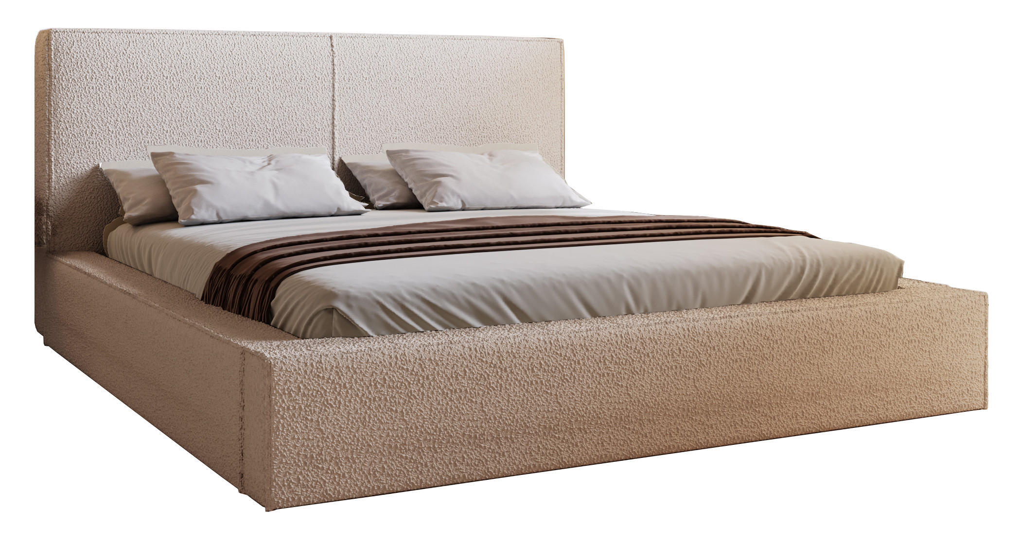 POLSTERBETT 180x200 Morin mit Bettkasten, Boucle, Beige - Beige, Holz/Textil (180/200cm) - Emporius